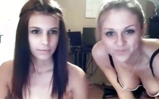 Two nasty amateur chicks posing and playing with cunts