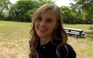 Innocent teen ex-girlfriend Lily Rader making deep blowjob